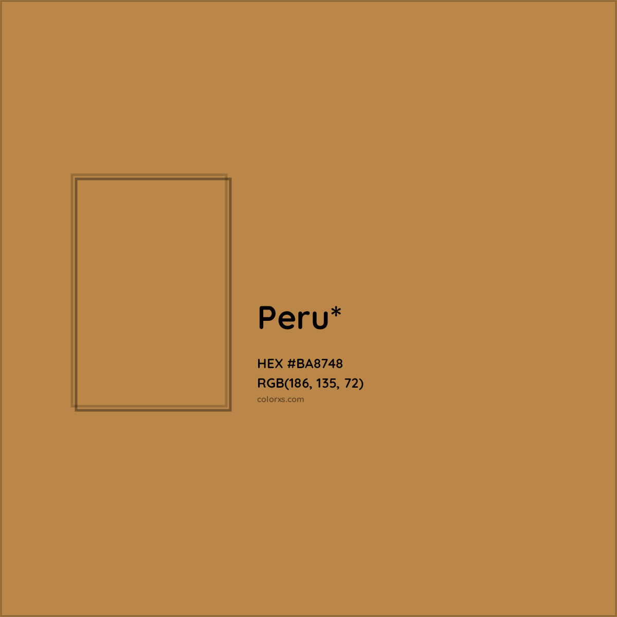 #BA8748 hex color. RGB, RYB, CMYK, HSL, HSV codes and color conversions. Matching color names, palettes, paints.