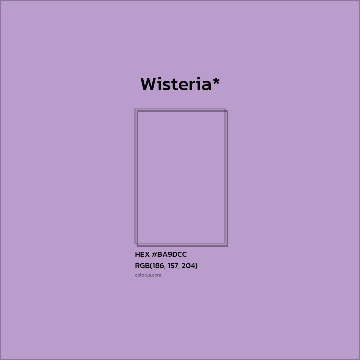 #BA9DCC hex color. RGB, RYB, CMYK, HSL, HSV codes and color conversions. Matching color names, palettes, paints.