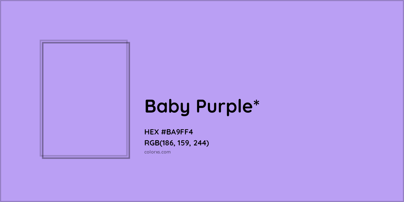 #BA9FF4 hex color. RGB, RYB, CMYK, HSL, HSV codes and color conversions. Matching color names, palettes, paints.