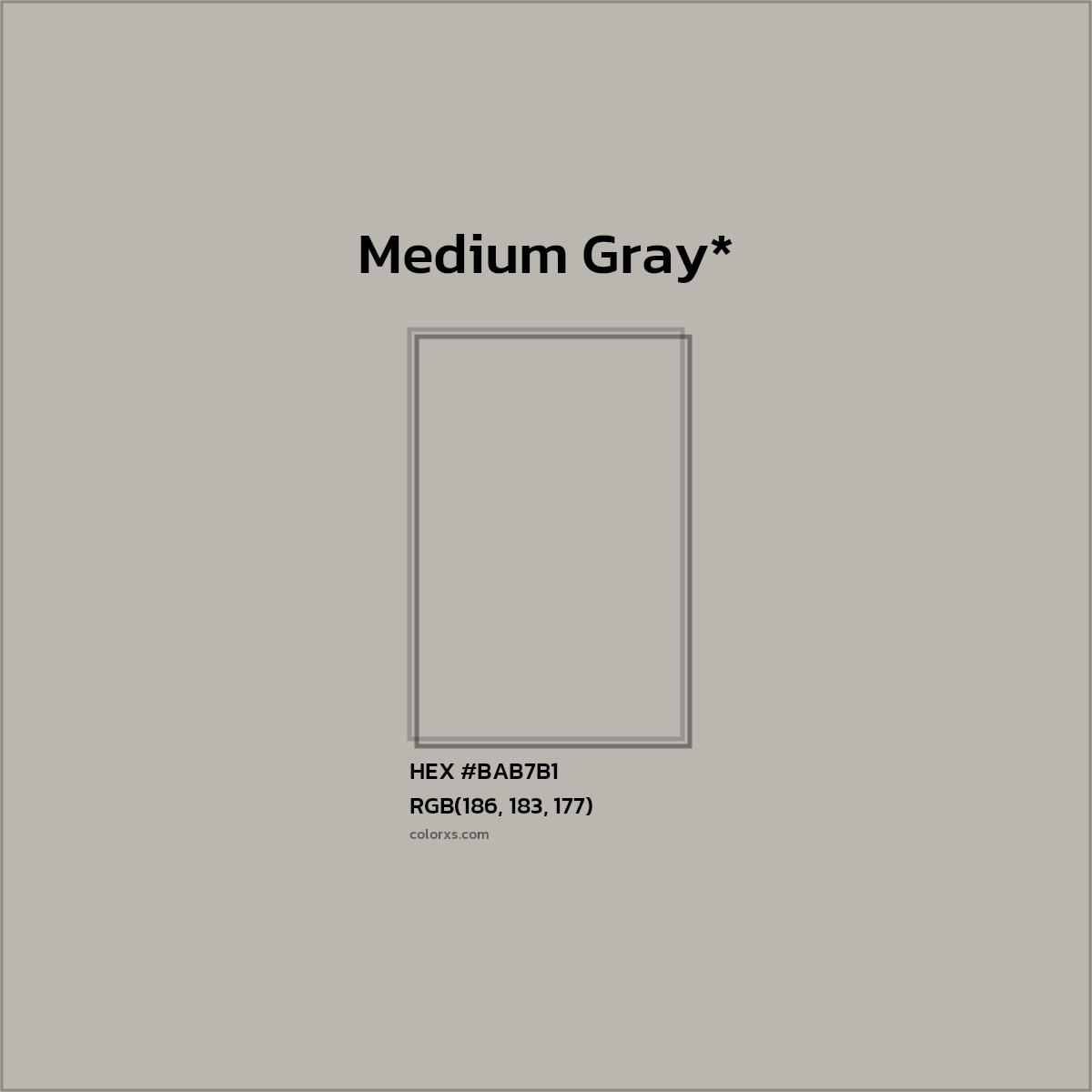 #BAB7B1 hex color. RGB, RYB, CMYK, HSL, HSV codes and color conversions. Matching color names, palettes, paints.