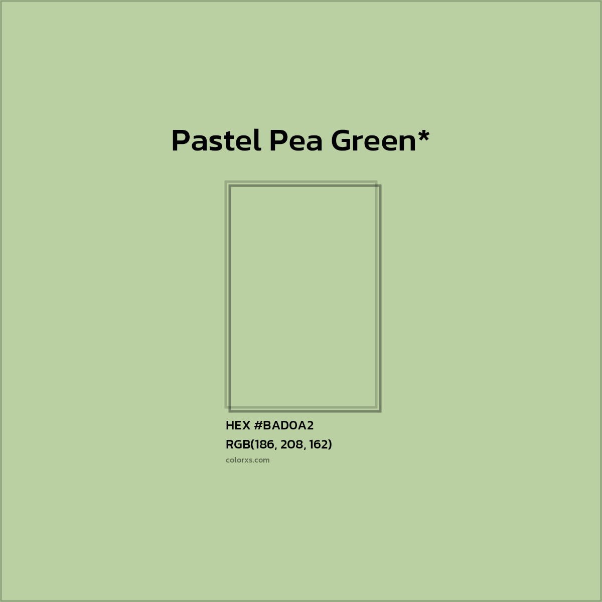 #BAD0A2 hex color. RGB, RYB, CMYK, HSL, HSV codes and color conversions. Matching color names, palettes, paints.