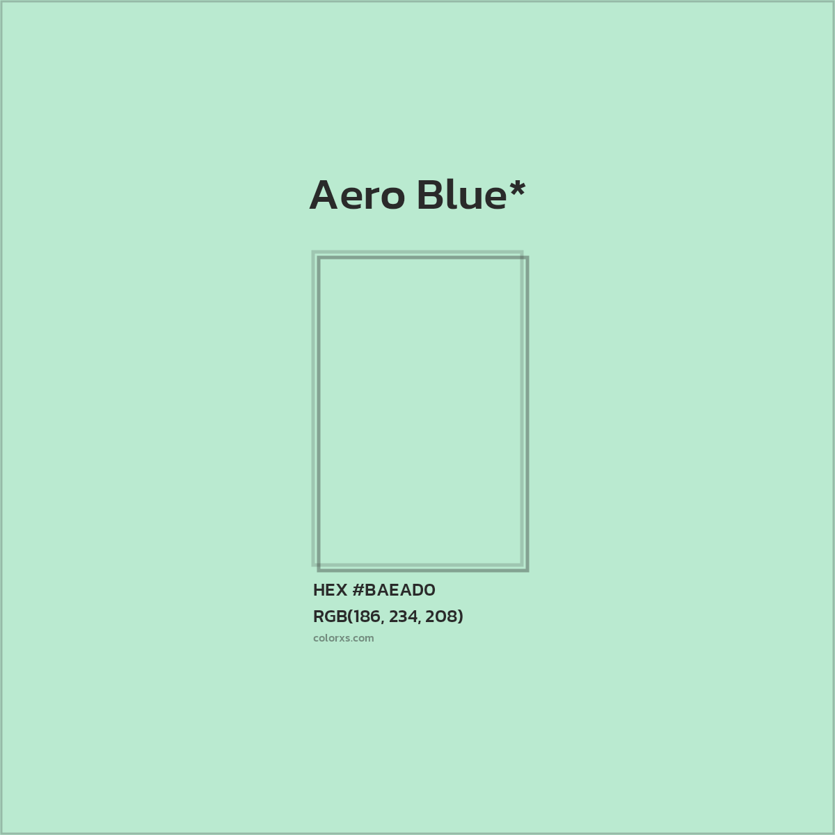 #BAEAD0 hex color. RGB, RYB, CMYK, HSL, HSV codes and color conversions. Matching color names, palettes, paints.