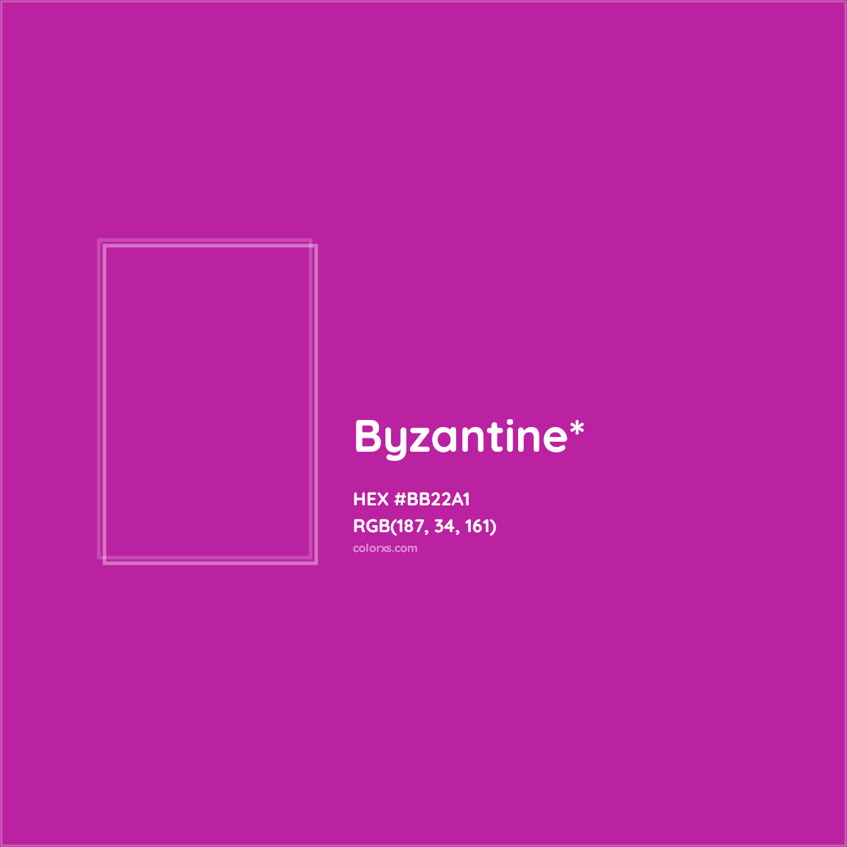 #BB22A1 hex color. RGB, RYB, CMYK, HSL, HSV codes and color conversions. Matching color names, palettes, paints.