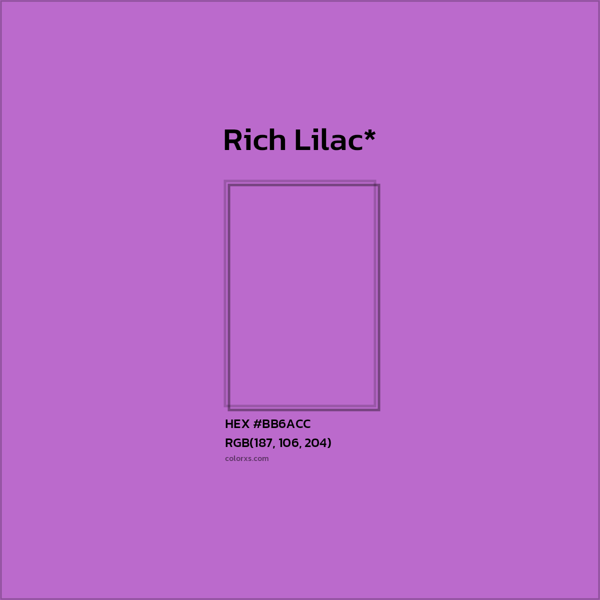 #BB6ACC hex color. RGB, RYB, CMYK, HSL, HSV codes and color conversions. Matching color names, palettes, paints.