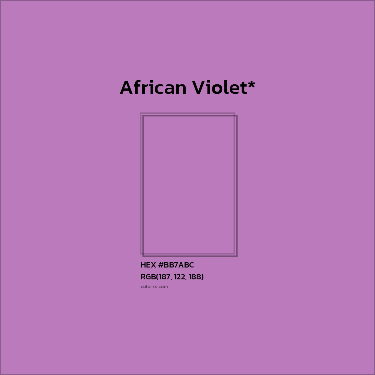 #BB7ABC hex color. RGB, RYB, CMYK, HSL, HSV codes and color conversions. Matching color names, palettes, paints.