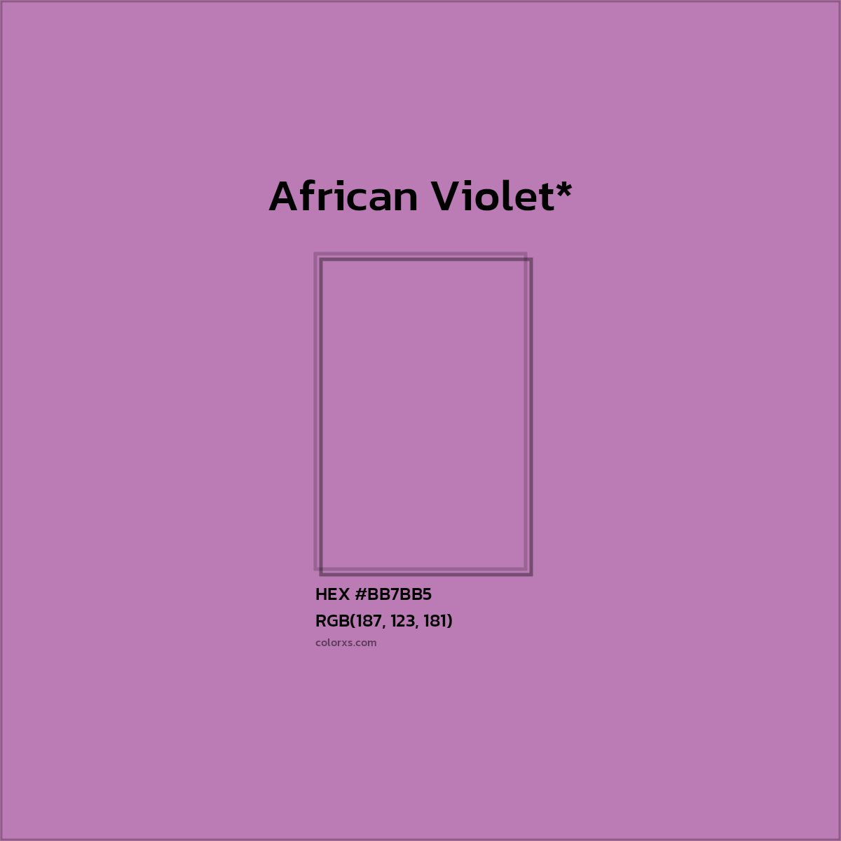 #BB7BB5 hex color. RGB, RYB, CMYK, HSL, HSV codes and color conversions. Matching color names, palettes, paints.