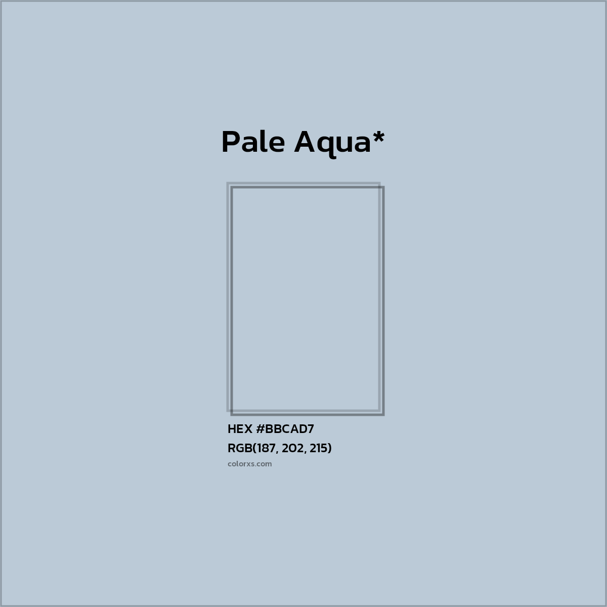 #BBCAD7 hex color. RGB, RYB, CMYK, HSL, HSV codes and color conversions. Matching color names, palettes, paints.
