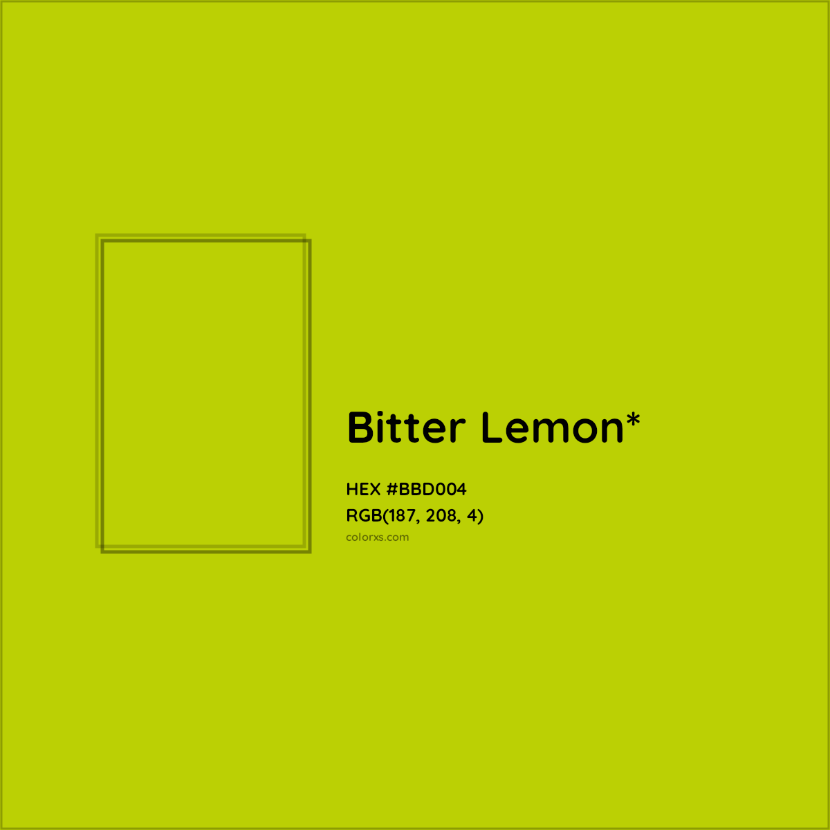 #BBD004 hex color. RGB, RYB, CMYK, HSL, HSV codes and color conversions. Matching color names, palettes, paints.
