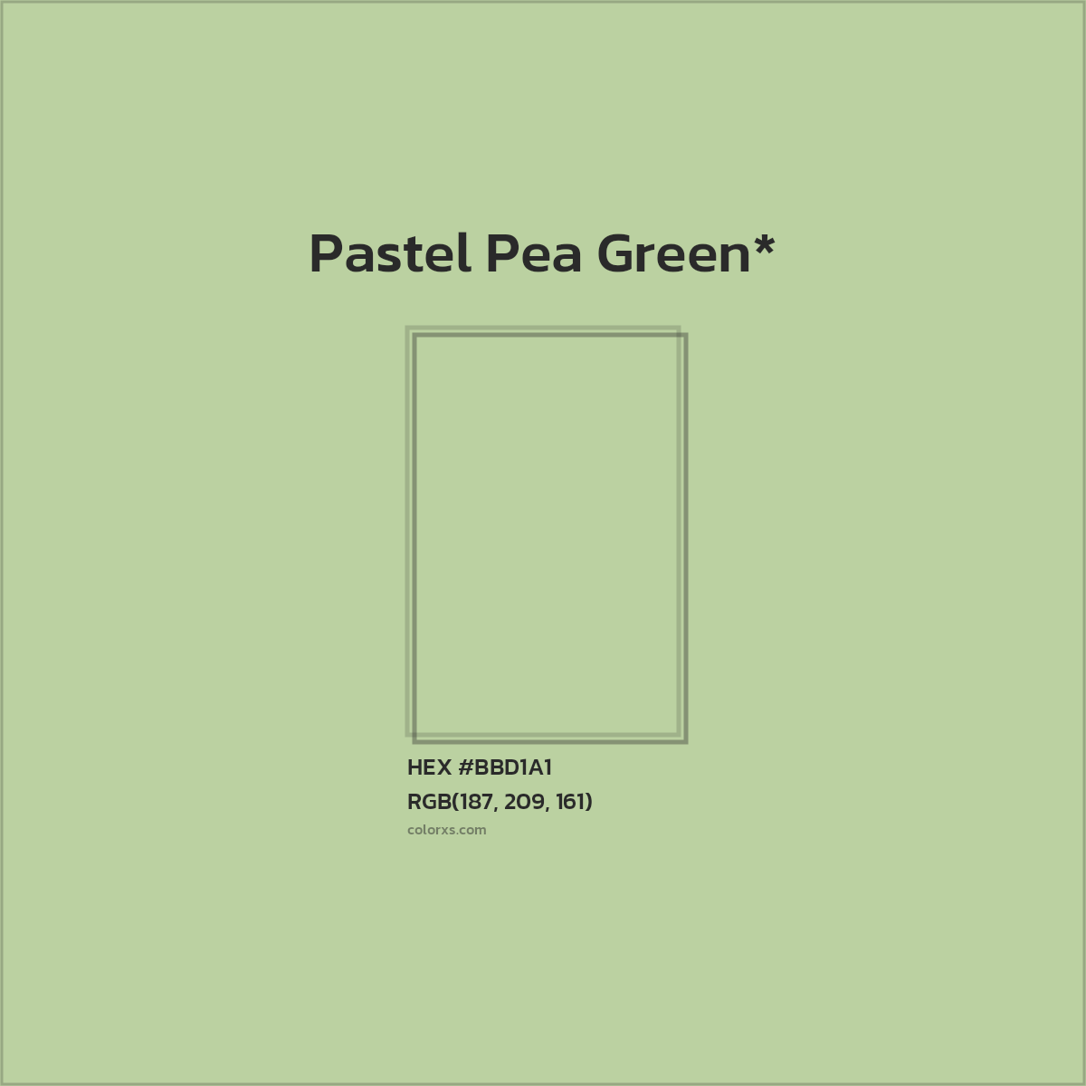 #BBD1A1 hex color. RGB, RYB, CMYK, HSL, HSV codes and color conversions. Matching color names, palettes, paints.