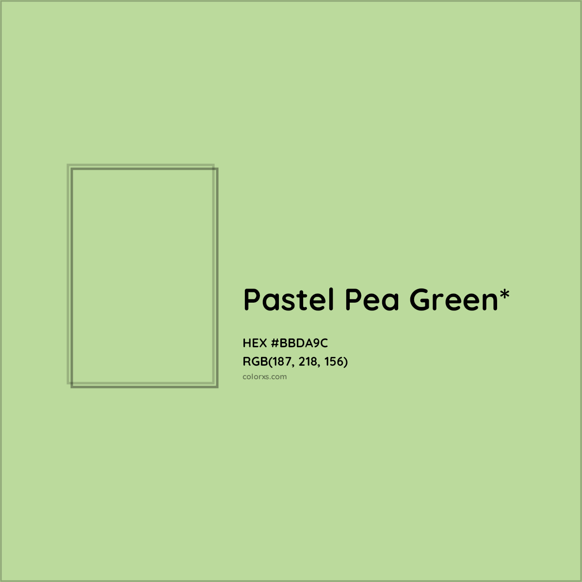 #BBDA9C hex color. RGB, RYB, CMYK, HSL, HSV codes and color conversions. Matching color names, palettes, paints.