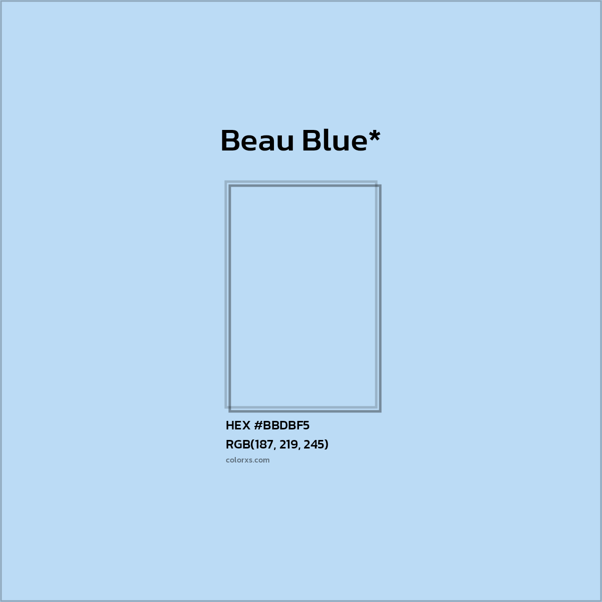 #BBDBF5 hex color. RGB, RYB, CMYK, HSL, HSV codes and color conversions. Matching color names, palettes, paints.