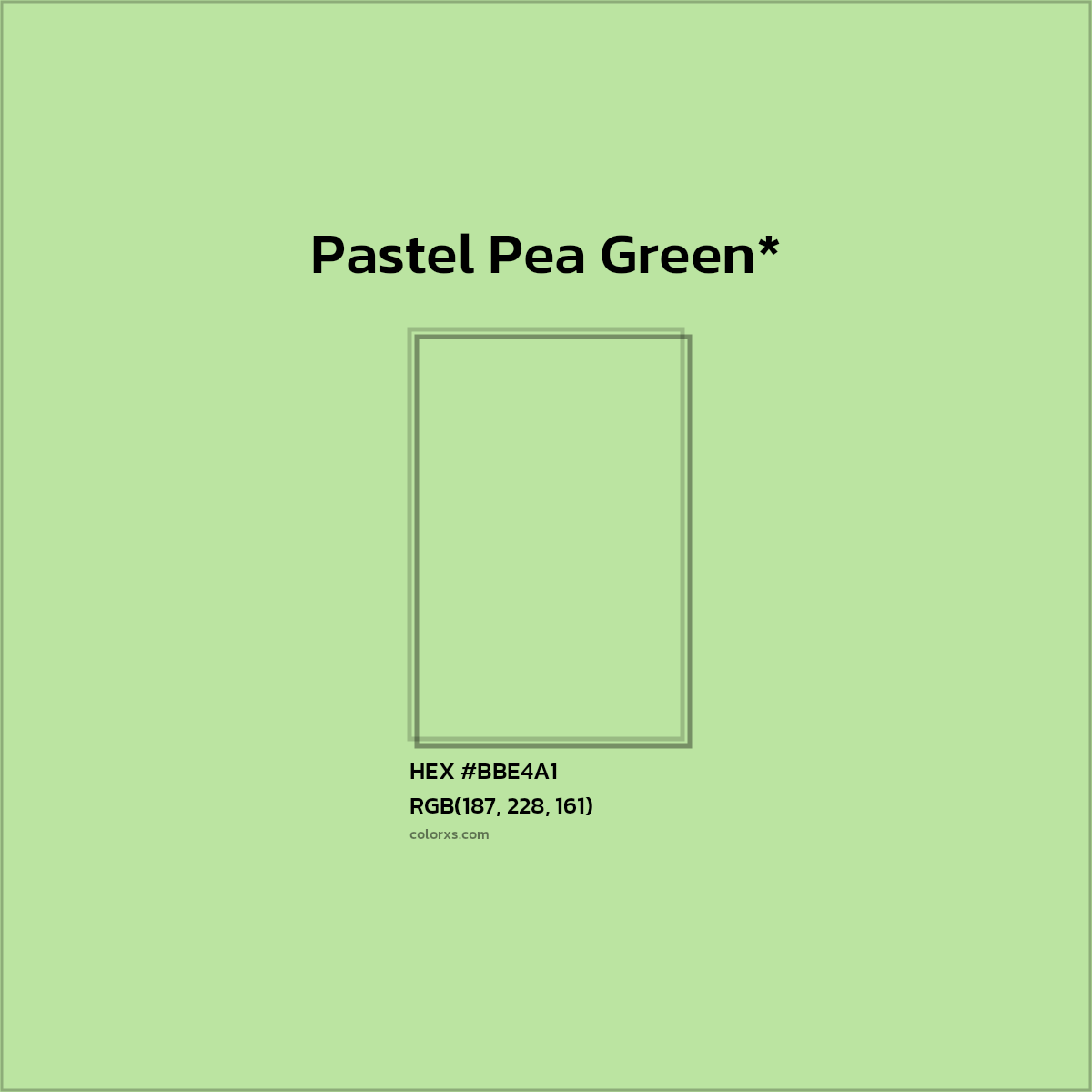 #BBE4A1 hex color. RGB, RYB, CMYK, HSL, HSV codes and color conversions. Matching color names, palettes, paints.