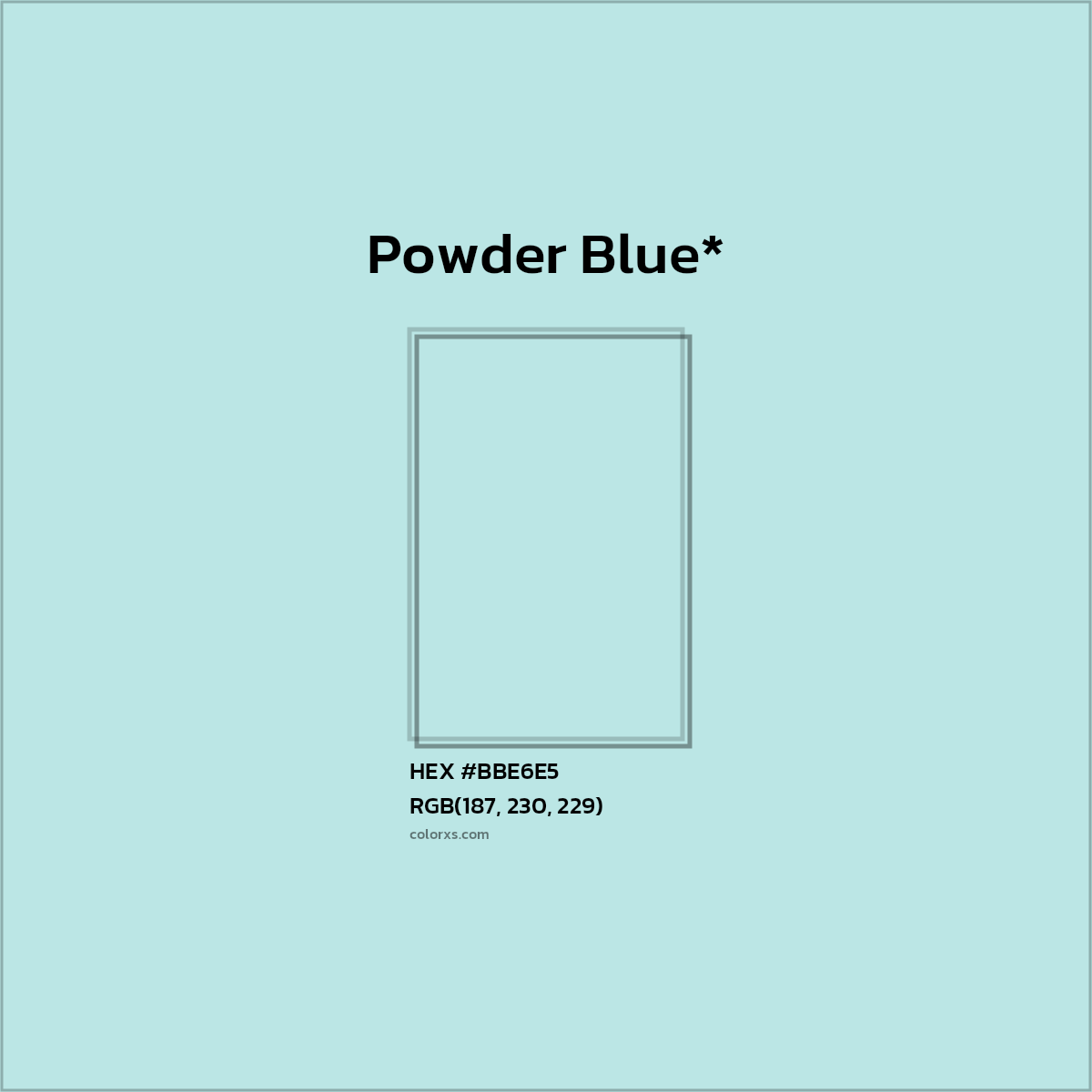 #BBE6E5 hex color. RGB, RYB, CMYK, HSL, HSV codes and color conversions. Matching color names, palettes, paints.