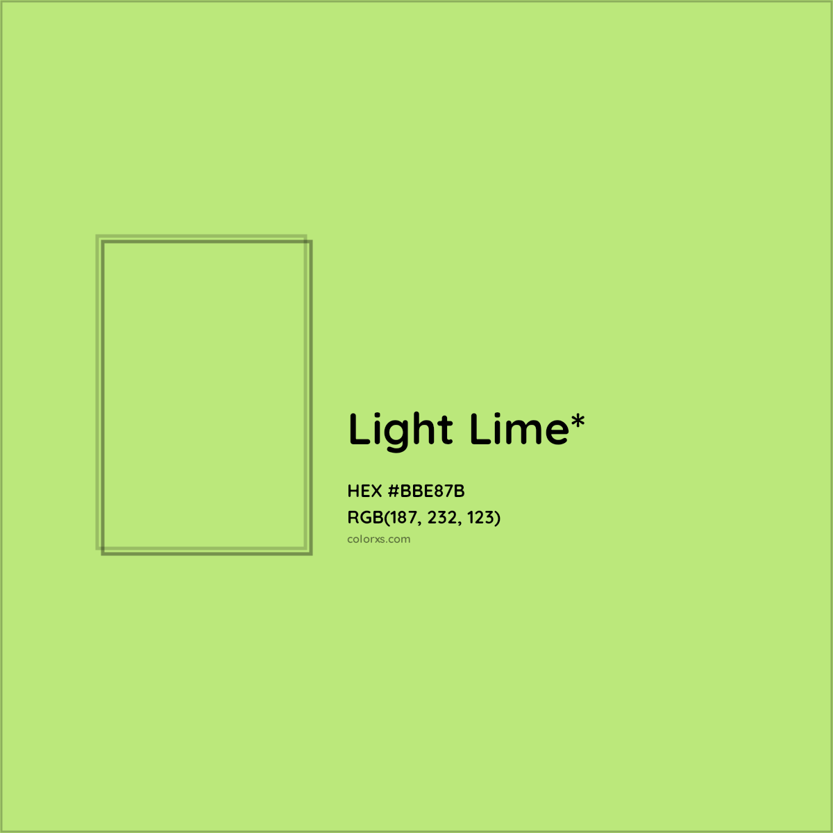 #BBE87B hex color. RGB, RYB, CMYK, HSL, HSV codes and color conversions. Matching color names, palettes, paints.