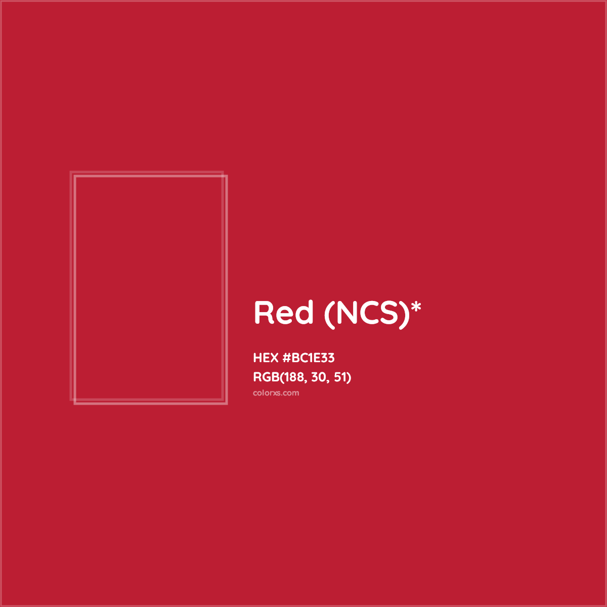 #BC1E33 hex color. RGB, RYB, CMYK, HSL, HSV codes and color conversions. Matching color names, palettes, paints.