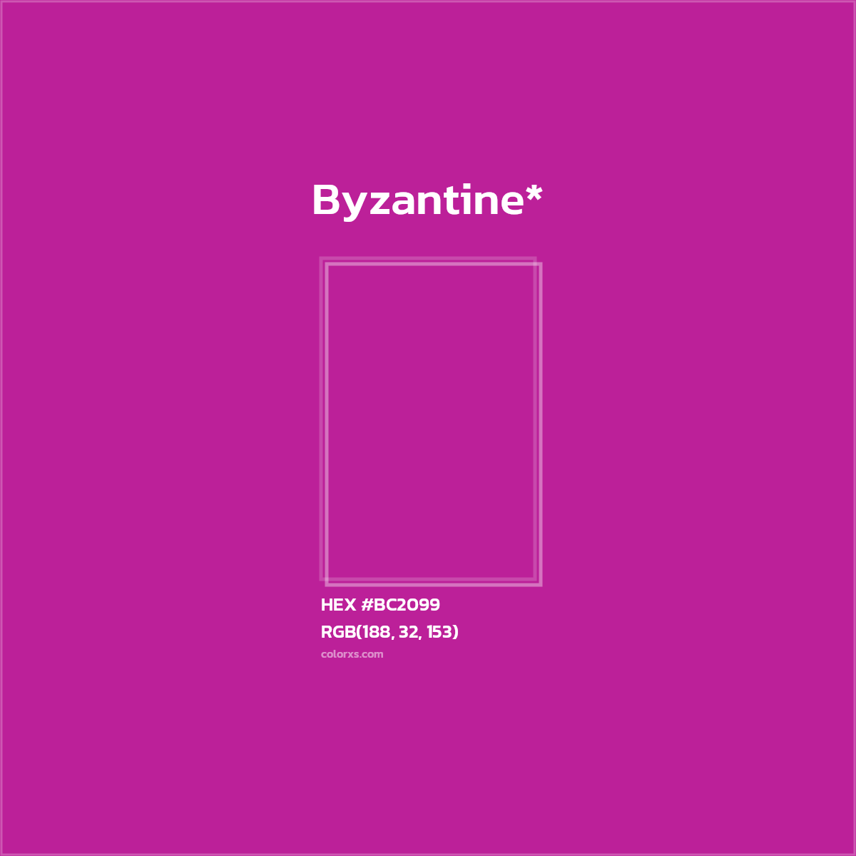 #BC2099 hex color. RGB, RYB, CMYK, HSL, HSV codes and color conversions. Matching color names, palettes, paints.