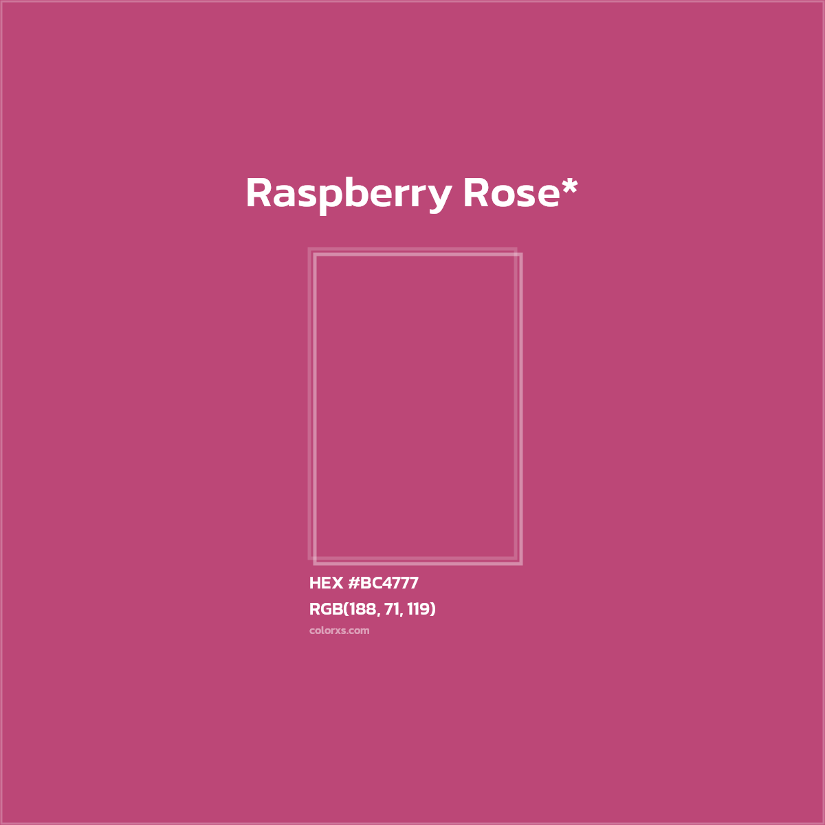 #BC4777 hex color. RGB, RYB, CMYK, HSL, HSV codes and color conversions. Matching color names, palettes, paints.