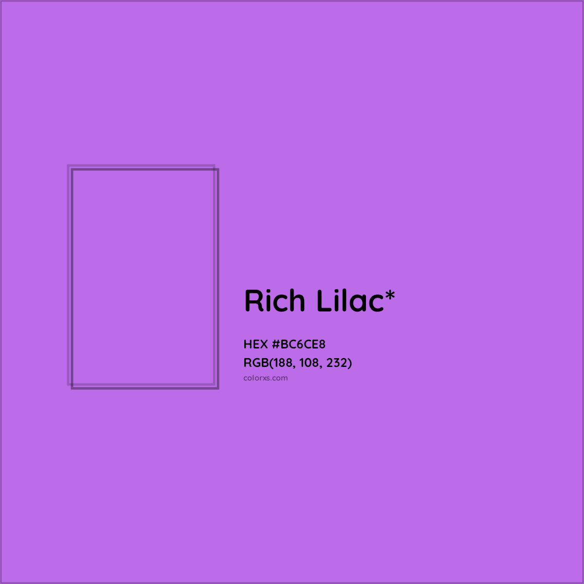 #BC6CE8 hex color. RGB, RYB, CMYK, HSL, HSV codes and color conversions. Matching color names, palettes, paints.