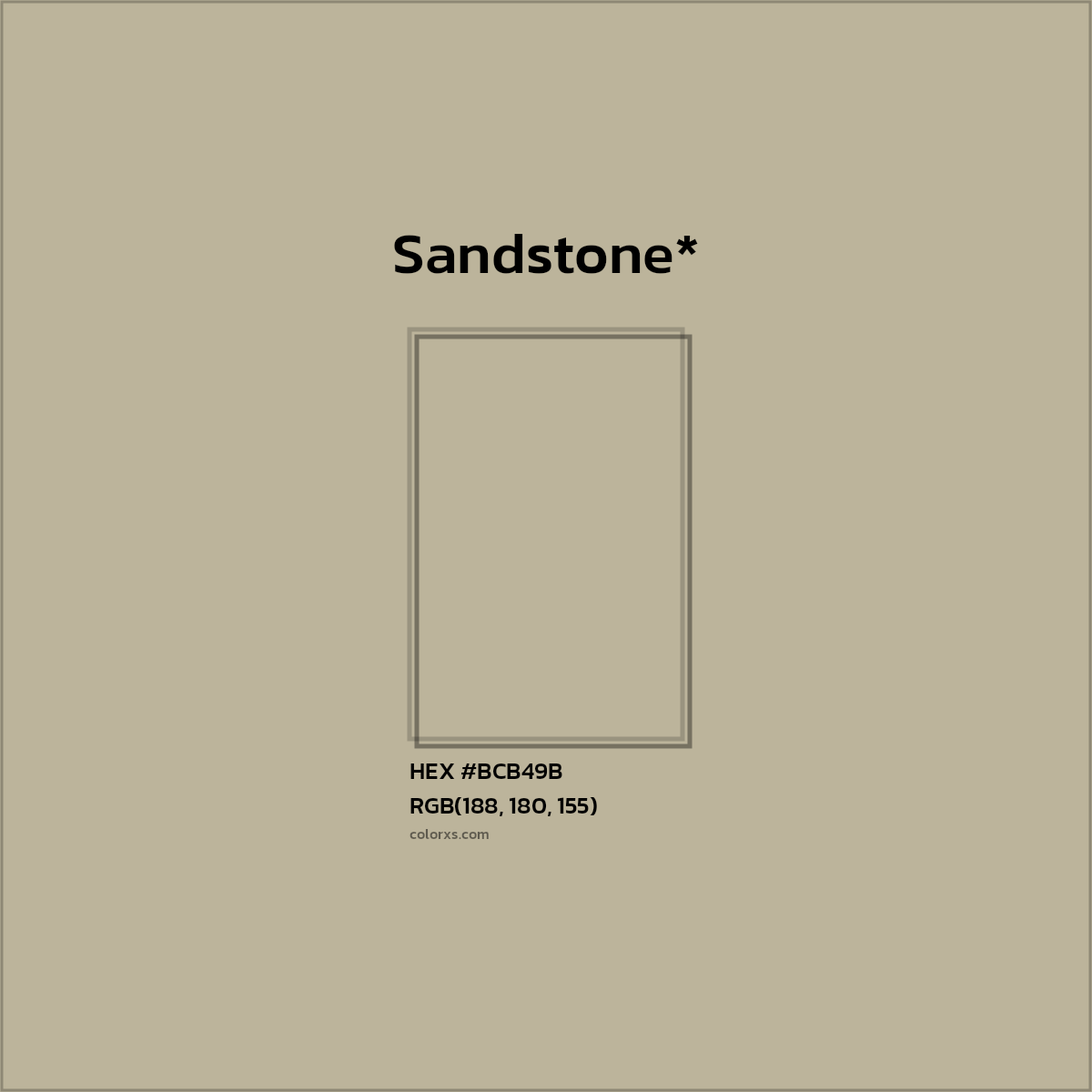 #BCB49B hex color. RGB, RYB, CMYK, HSL, HSV codes and color conversions. Matching color names, palettes, paints.