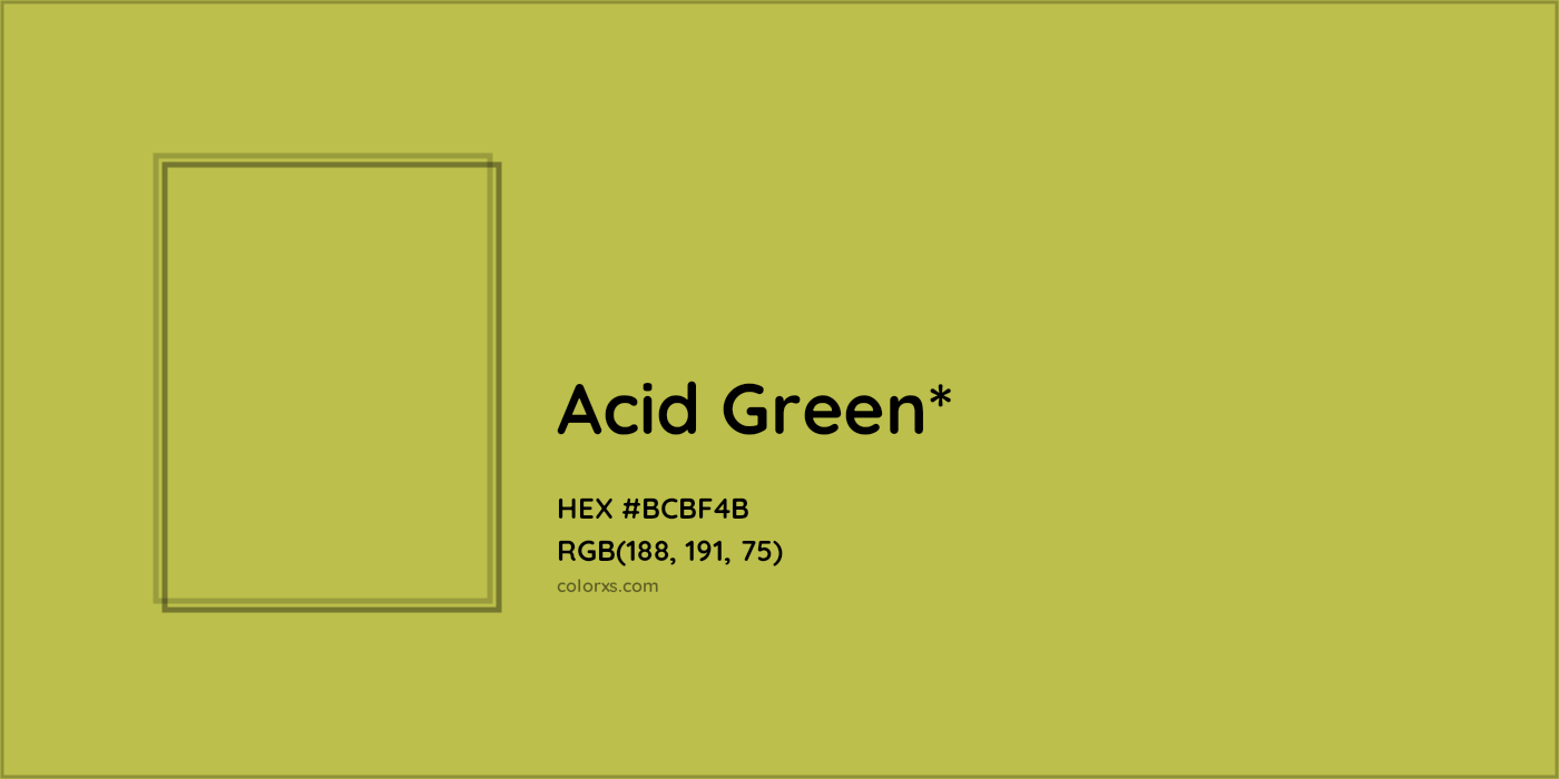 #BCBF4B hex color. RGB, RYB, CMYK, HSL, HSV codes and color conversions. Matching color names, palettes, paints.