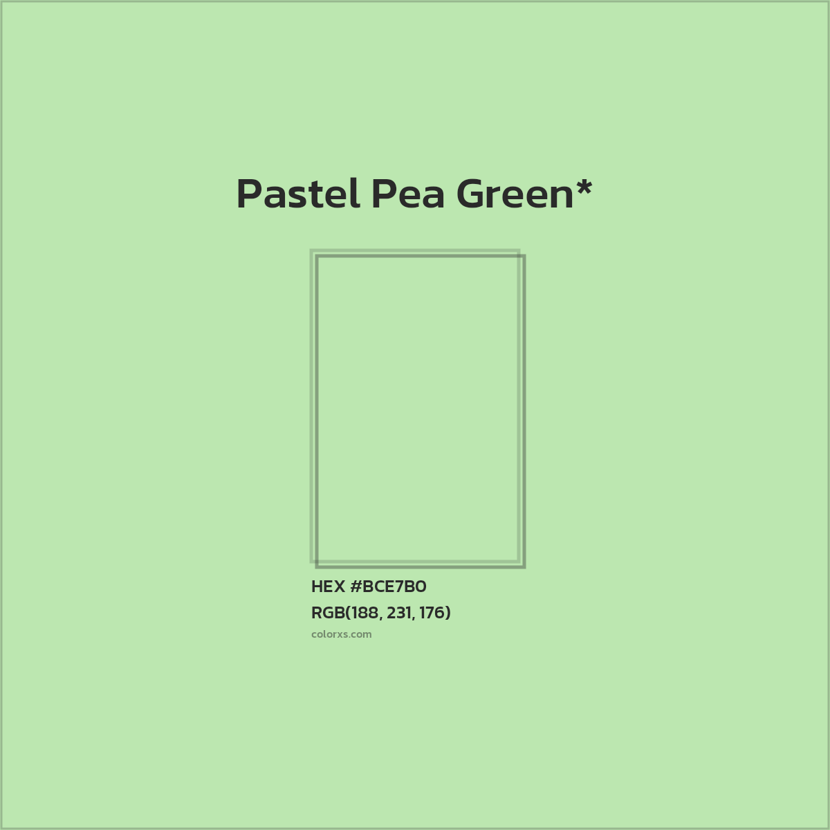 #BCE7B0 hex color. RGB, RYB, CMYK, HSL, HSV codes and color conversions. Matching color names, palettes, paints.