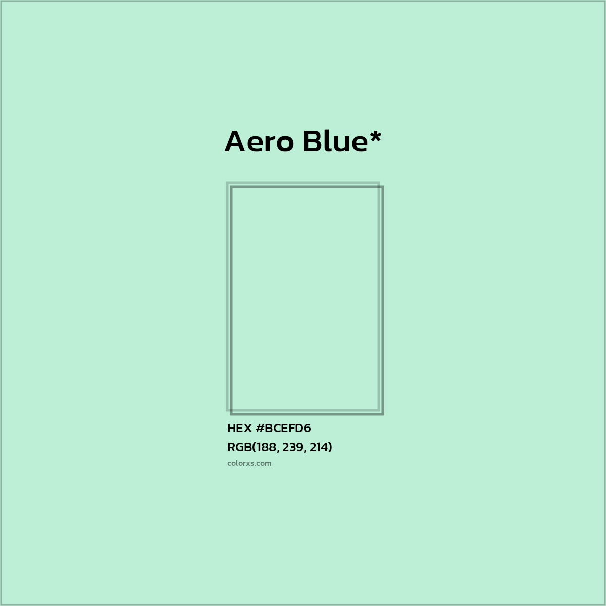 #BCEFD6 hex color. RGB, RYB, CMYK, HSL, HSV codes and color conversions. Matching color names, palettes, paints.