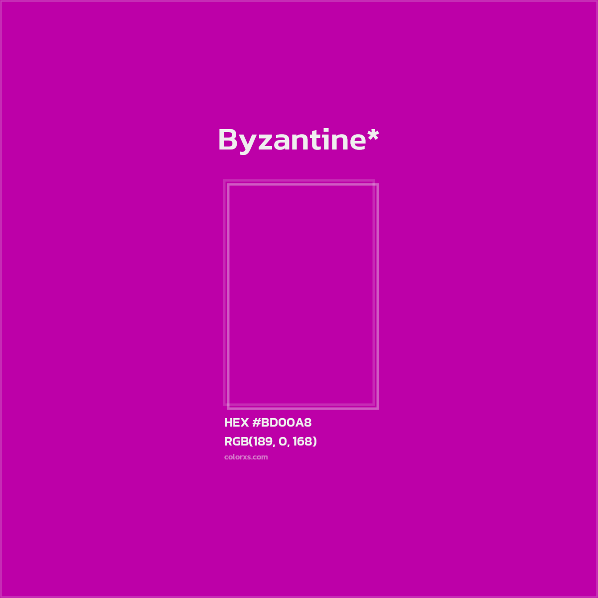 #BD00A8 hex color. RGB, RYB, CMYK, HSL, HSV codes and color conversions. Matching color names, palettes, paints.