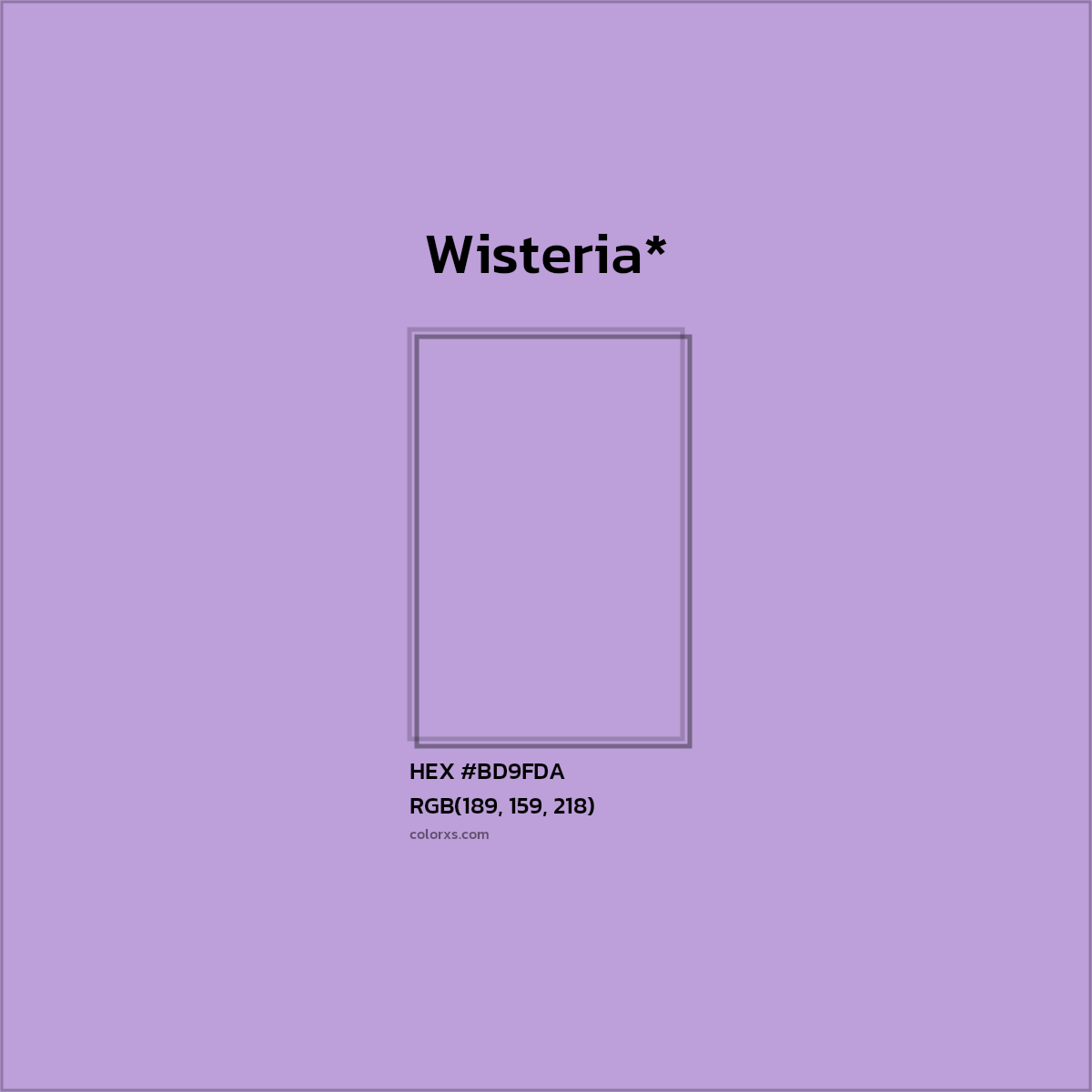 #BD9FDA hex color. RGB, RYB, CMYK, HSL, HSV codes and color conversions. Matching color names, palettes, paints.