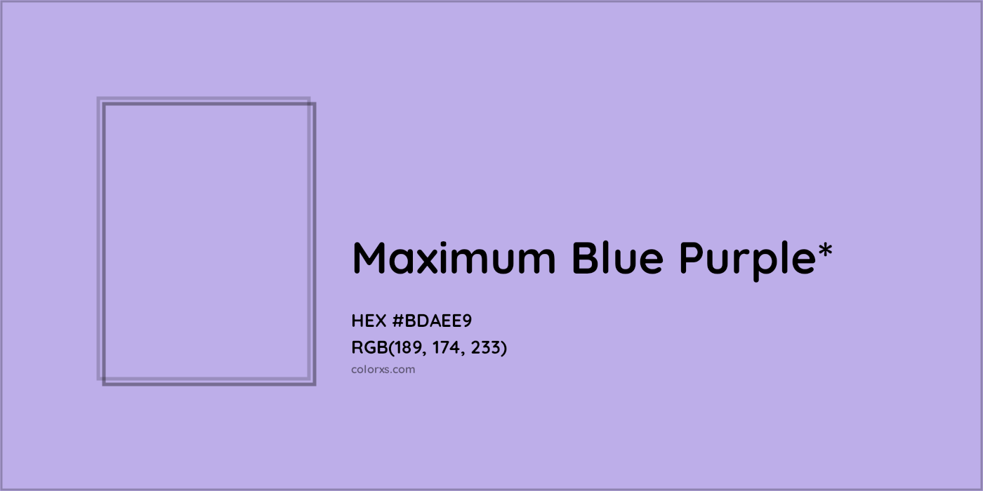 #BDAEE9 hex color. RGB, RYB, CMYK, HSL, HSV codes and color conversions. Matching color names, palettes, paints.