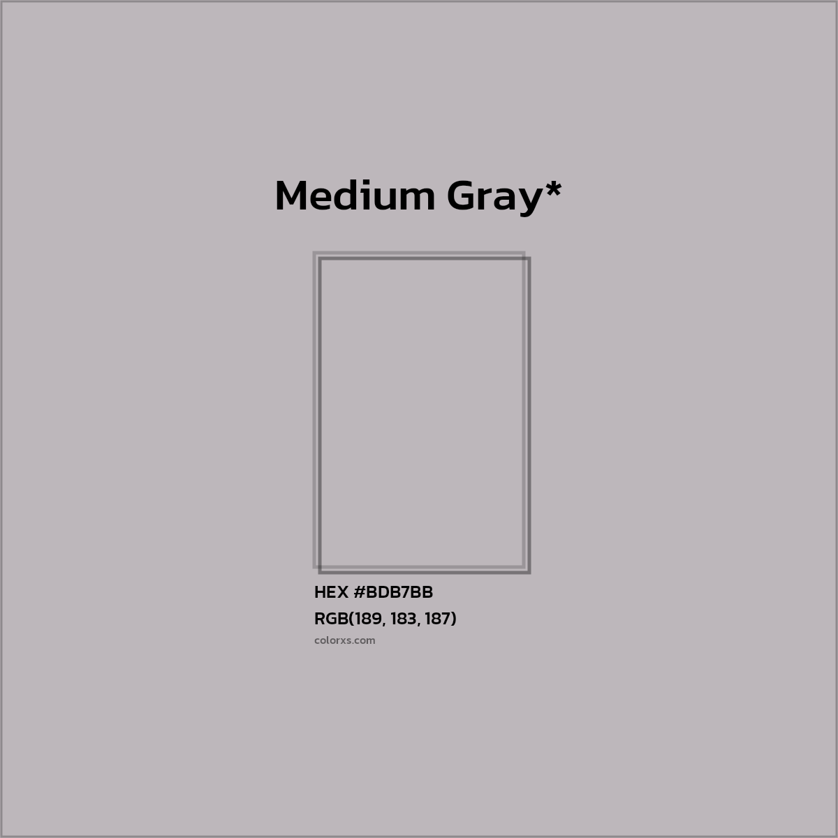 #BDB7BB hex color. RGB, RYB, CMYK, HSL, HSV codes and color conversions. Matching color names, palettes, paints.