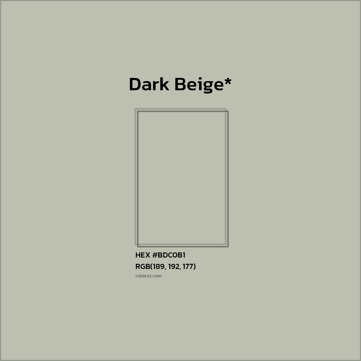 #BDC0B1 hex color. RGB, RYB, CMYK, HSL, HSV codes and color conversions. Matching color names, palettes, paints.