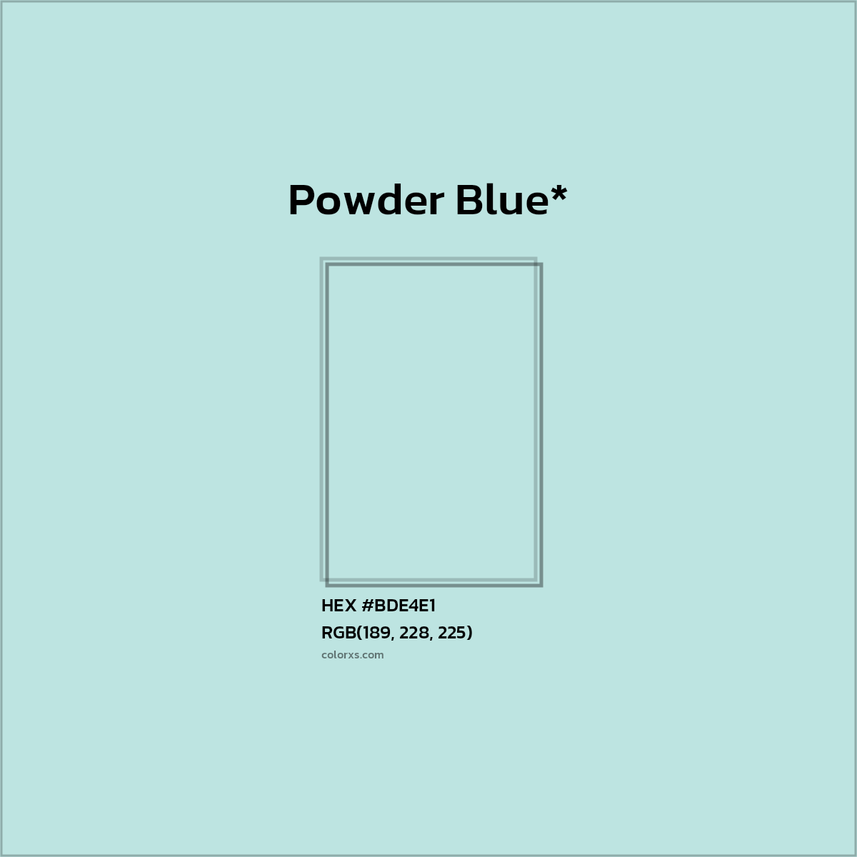 #BDE4E1 hex color. RGB, RYB, CMYK, HSL, HSV codes and color conversions. Matching color names, palettes, paints.