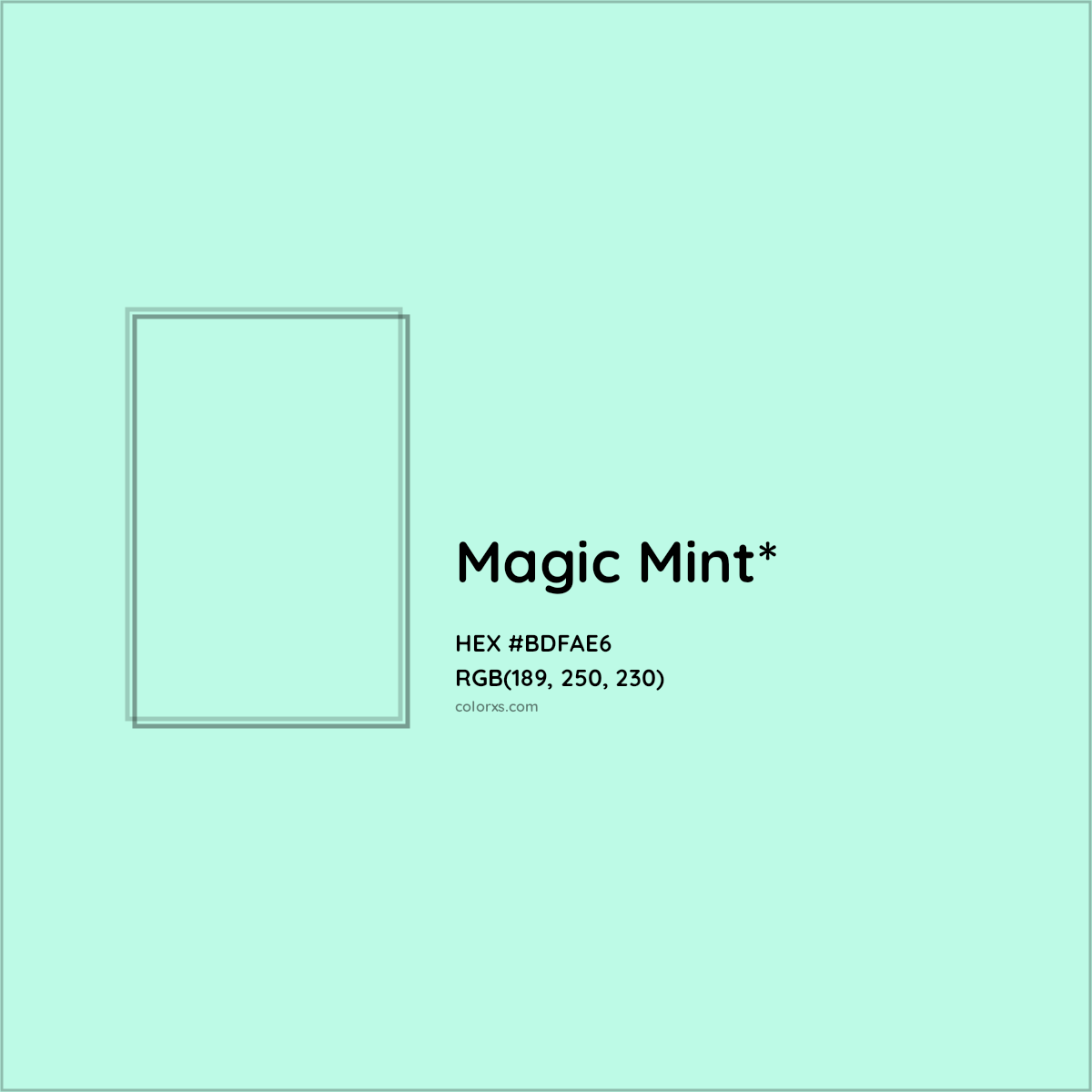 #BDFAE6 hex color. RGB, RYB, CMYK, HSL, HSV codes and color conversions. Matching color names, palettes, paints.