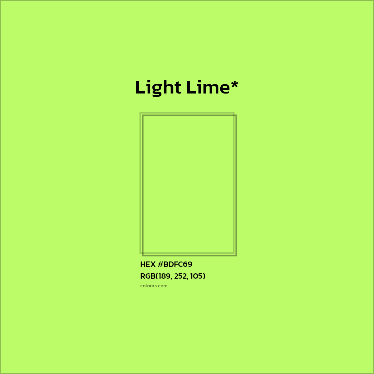#BDFC69 hex color. RGB, RYB, CMYK, HSL, HSV codes and color conversions. Matching color names, palettes, paints.