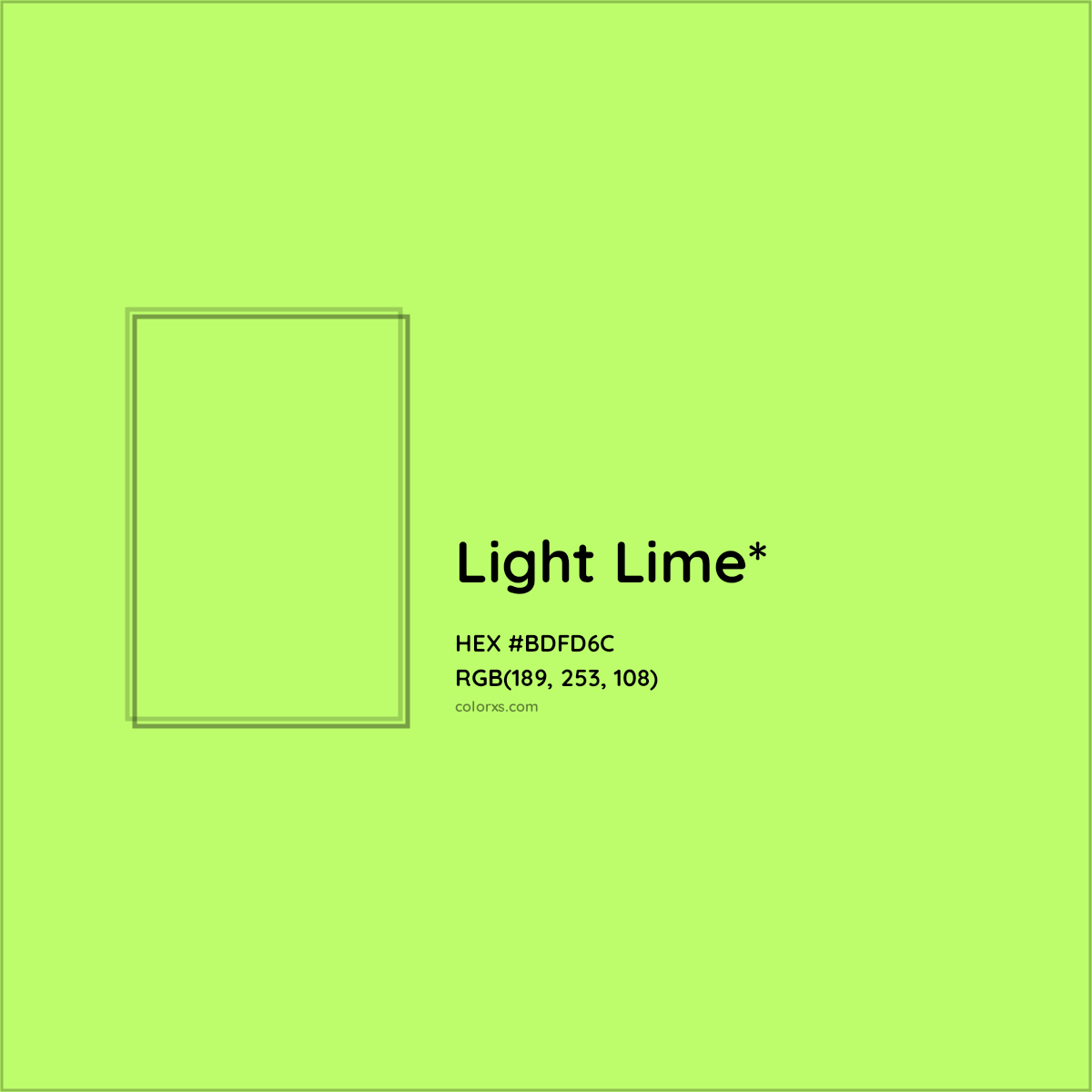 #BDFD6C hex color. RGB, RYB, CMYK, HSL, HSV codes and color conversions. Matching color names, palettes, paints.