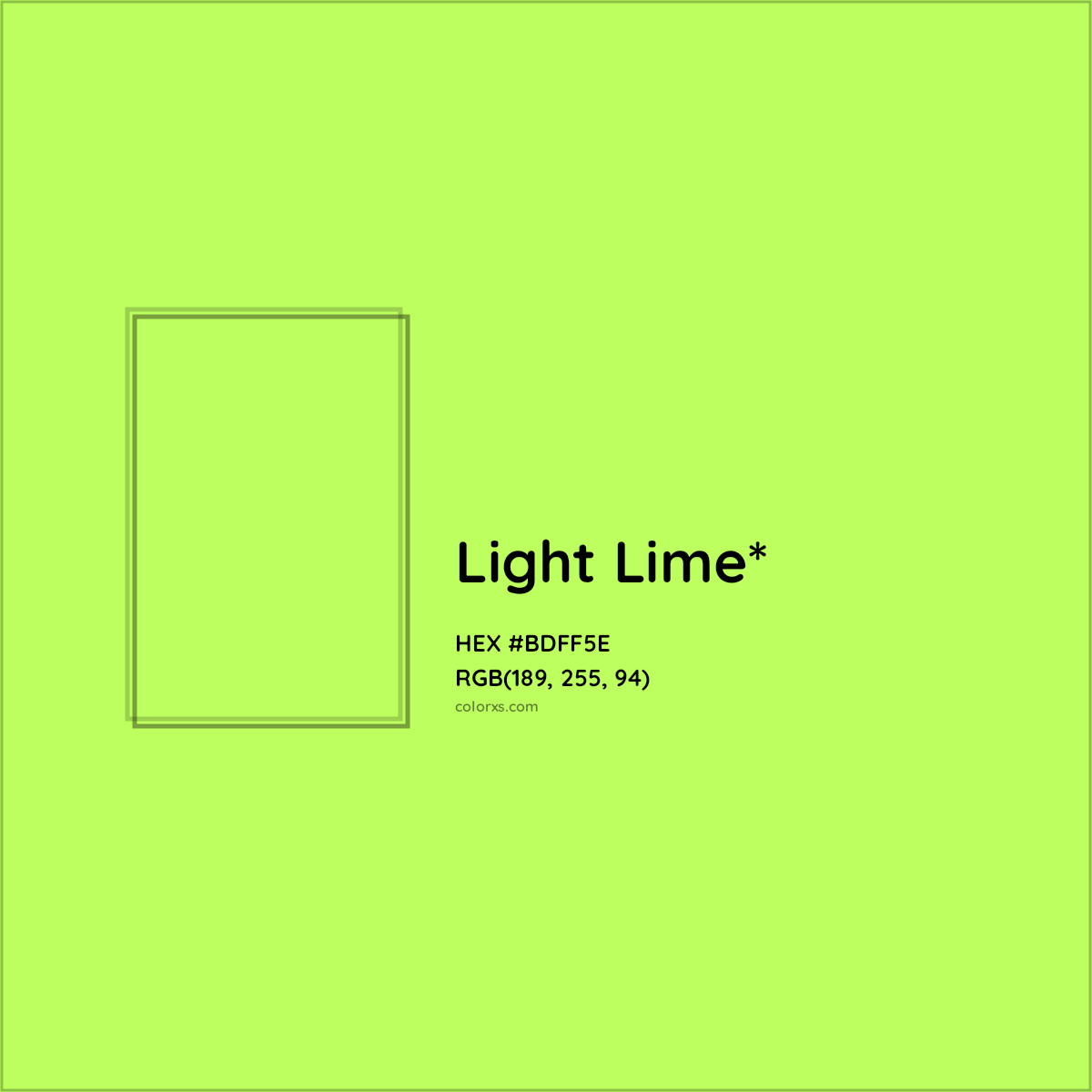 #BDFF5E hex color. RGB, RYB, CMYK, HSL, HSV codes and color conversions. Matching color names, palettes, paints.