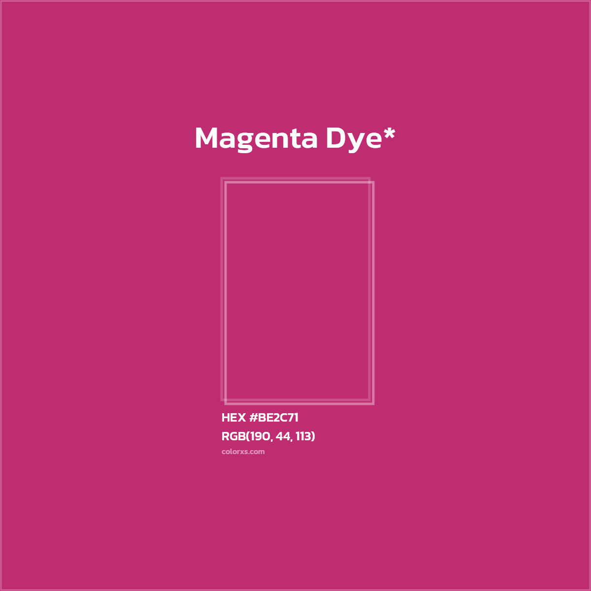 #BE2C71 hex color. RGB, RYB, CMYK, HSL, HSV codes and color conversions. Matching color names, palettes, paints.