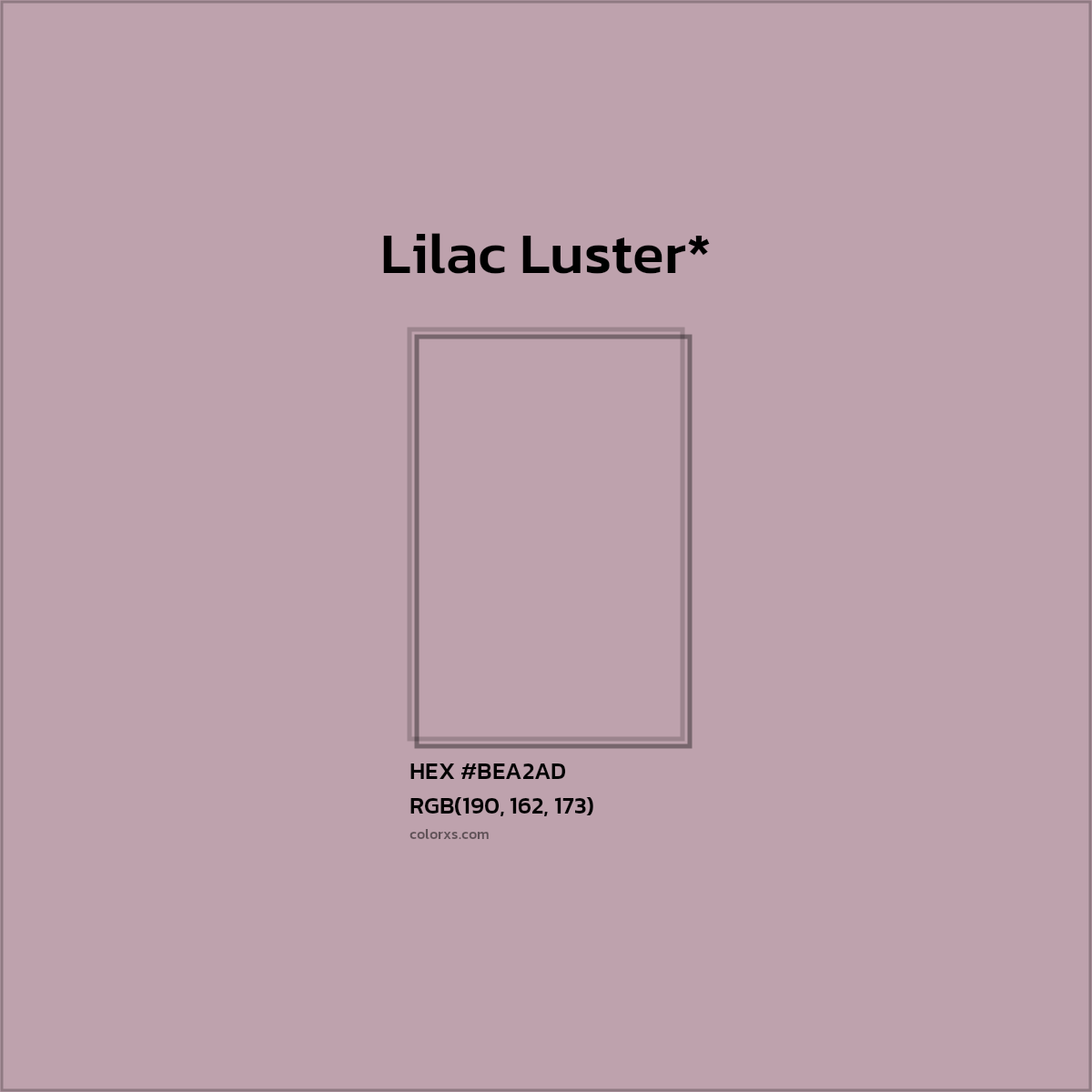 #BEA2AD hex color. RGB, RYB, CMYK, HSL, HSV codes and color conversions. Matching color names, palettes, paints.