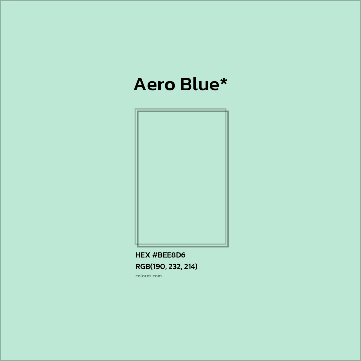 #BEE8D6 hex color. RGB, RYB, CMYK, HSL, HSV codes and color conversions. Matching color names, palettes, paints.