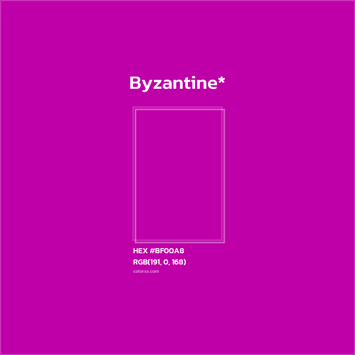 #BF00A8 hex color. RGB, RYB, CMYK, HSL, HSV codes and color conversions. Matching color names, palettes, paints.