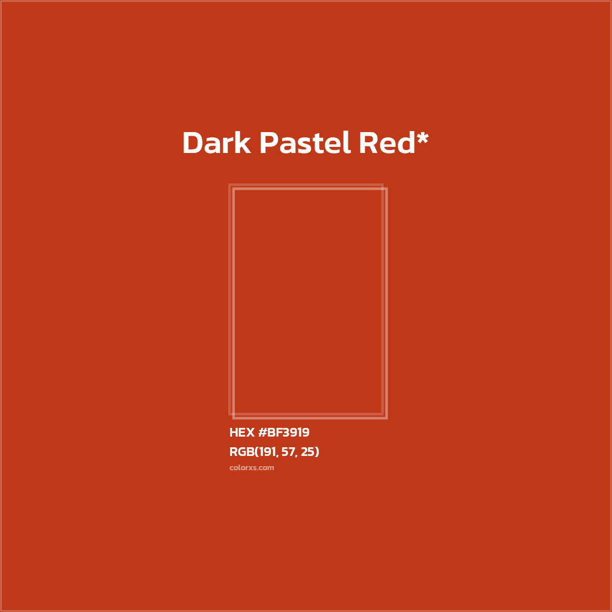 #BF3919 hex color. RGB, RYB, CMYK, HSL, HSV codes and color conversions. Matching color names, palettes, paints.