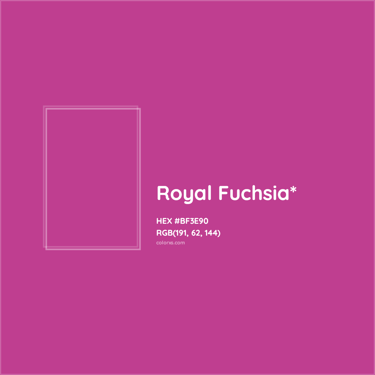 #BF3E90 hex color. RGB, RYB, CMYK, HSL, HSV codes and color conversions. Matching color names, palettes, paints.