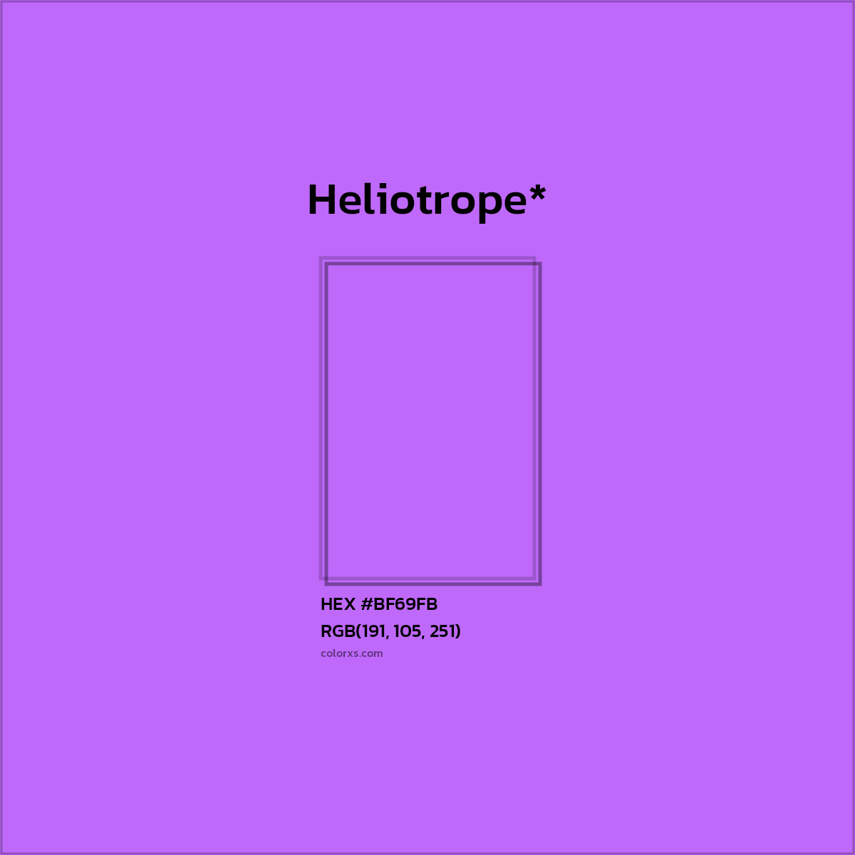 #BF69FB hex color. RGB, RYB, CMYK, HSL, HSV codes and color conversions. Matching color names, palettes, paints.