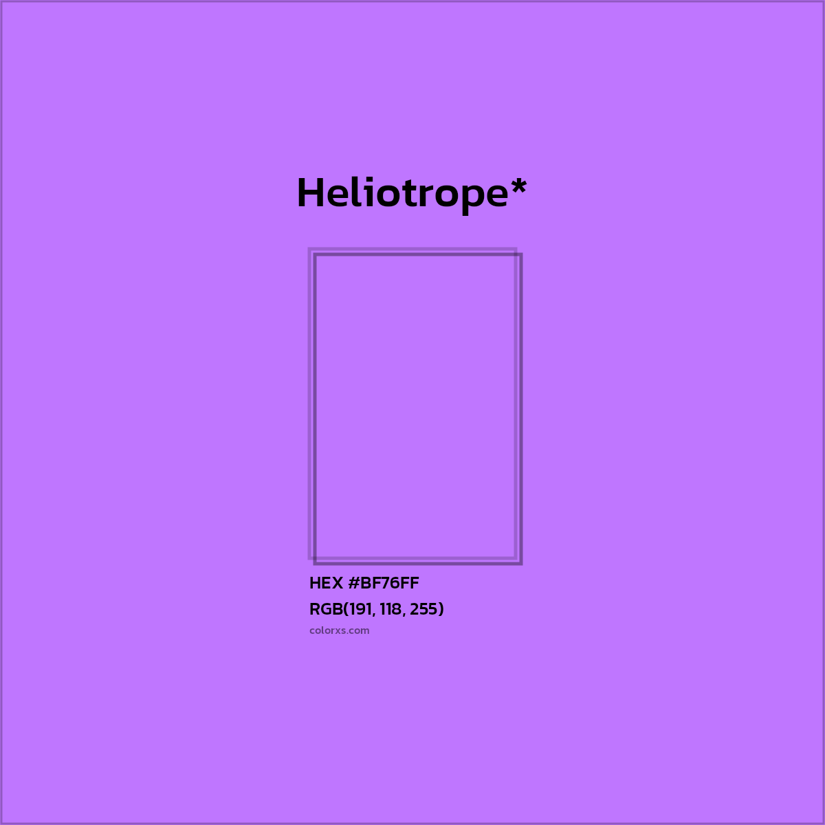 #BF76FF hex color. RGB, RYB, CMYK, HSL, HSV codes and color conversions. Matching color names, palettes, paints.