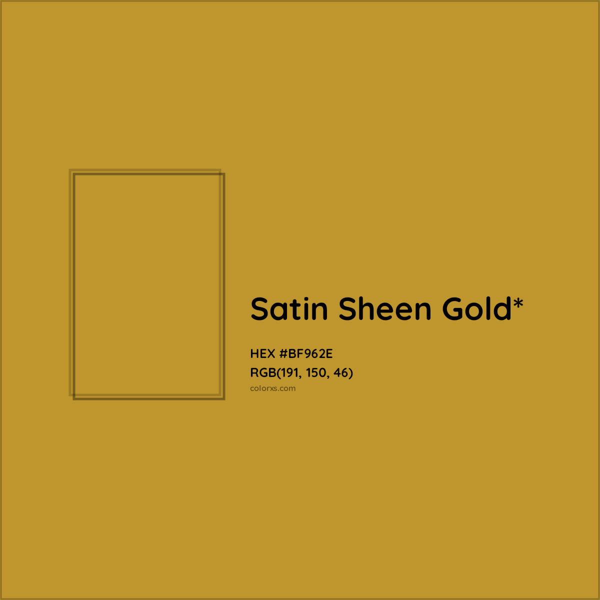 #BF962E hex color. RGB, RYB, CMYK, HSL, HSV codes and color conversions. Matching color names, palettes, paints.