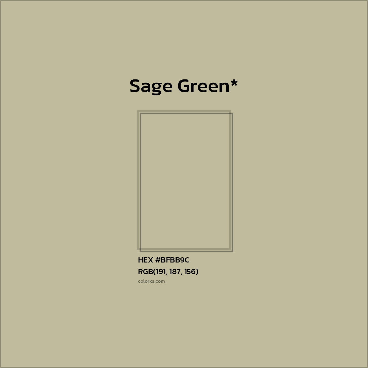 #BFBB9C hex color. RGB, RYB, CMYK, HSL, HSV codes and color conversions. Matching color names, palettes, paints.