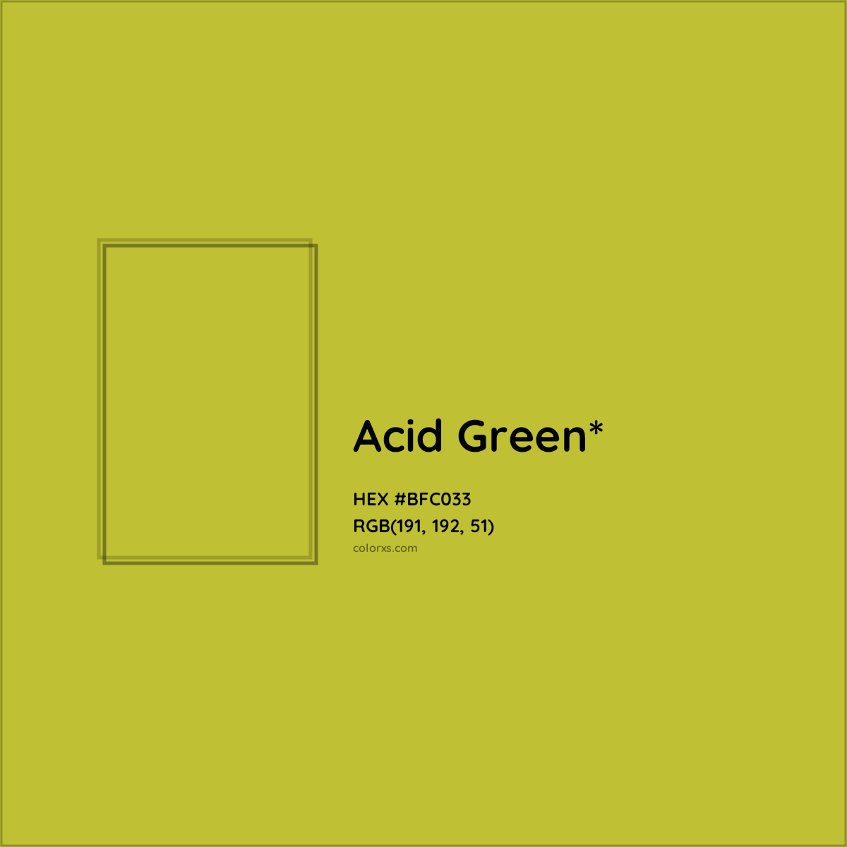#BFC033 hex color. RGB, RYB, CMYK, HSL, HSV codes and color conversions. Matching color names, palettes, paints.