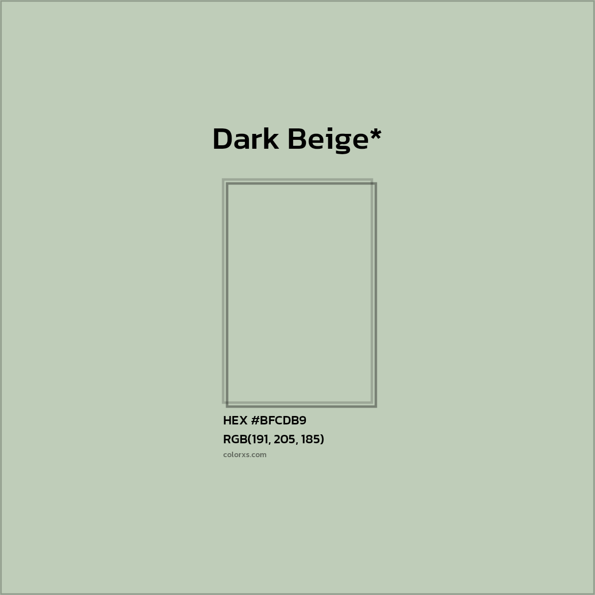 #BFCDB9 hex color. RGB, RYB, CMYK, HSL, HSV codes and color conversions. Matching color names, palettes, paints.