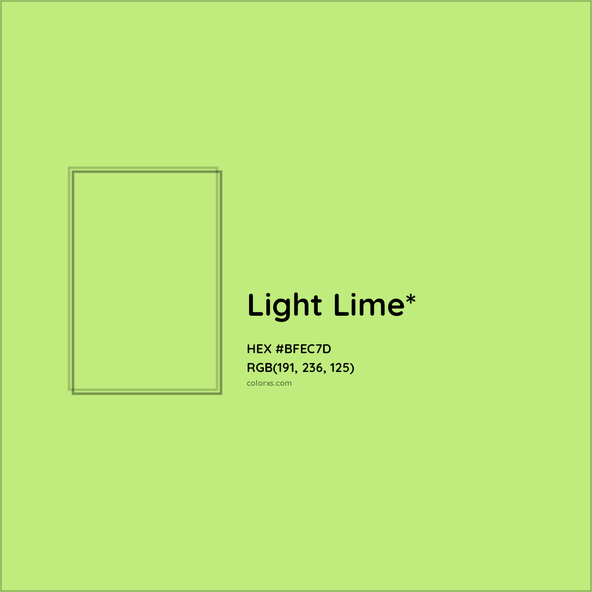 #BFEC7D hex color. RGB, RYB, CMYK, HSL, HSV codes and color conversions. Matching color names, palettes, paints.
