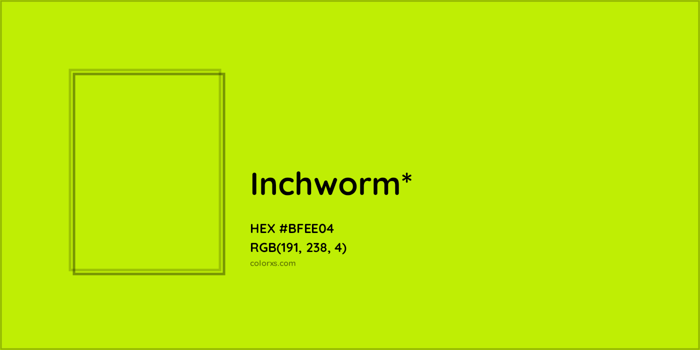 #BFEE04 hex color. RGB, RYB, CMYK, HSL, HSV codes and color conversions. Matching color names, palettes, paints.